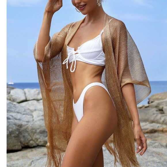 Metallic Fringe Tassel Hem Beach Swim Coverup - Picture 9 of 9